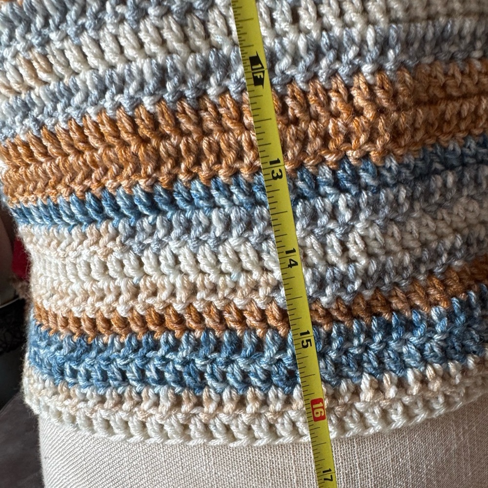 Striped Crochet Halter Top in Blues and Browns, Handmade 🤎💙 - Picture 5 of 6